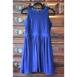Francesca’s Navy Chiffon Floral Dress